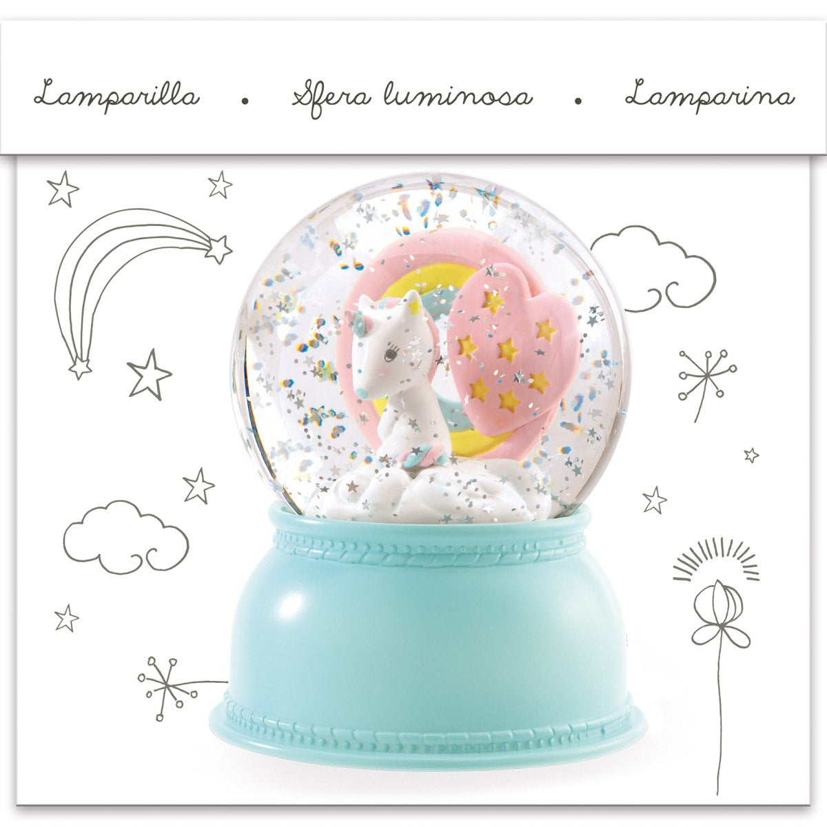 DJECO Nachtlicht Schneekugel Einhorn