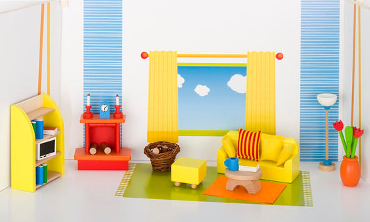 goki Puppenhausmöbel - modernes Wohnzimmer