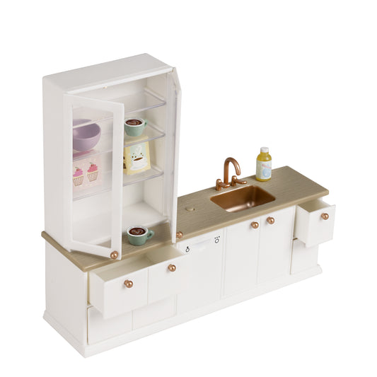 Lundby Küche mit Spüle und Vitrinenschrank