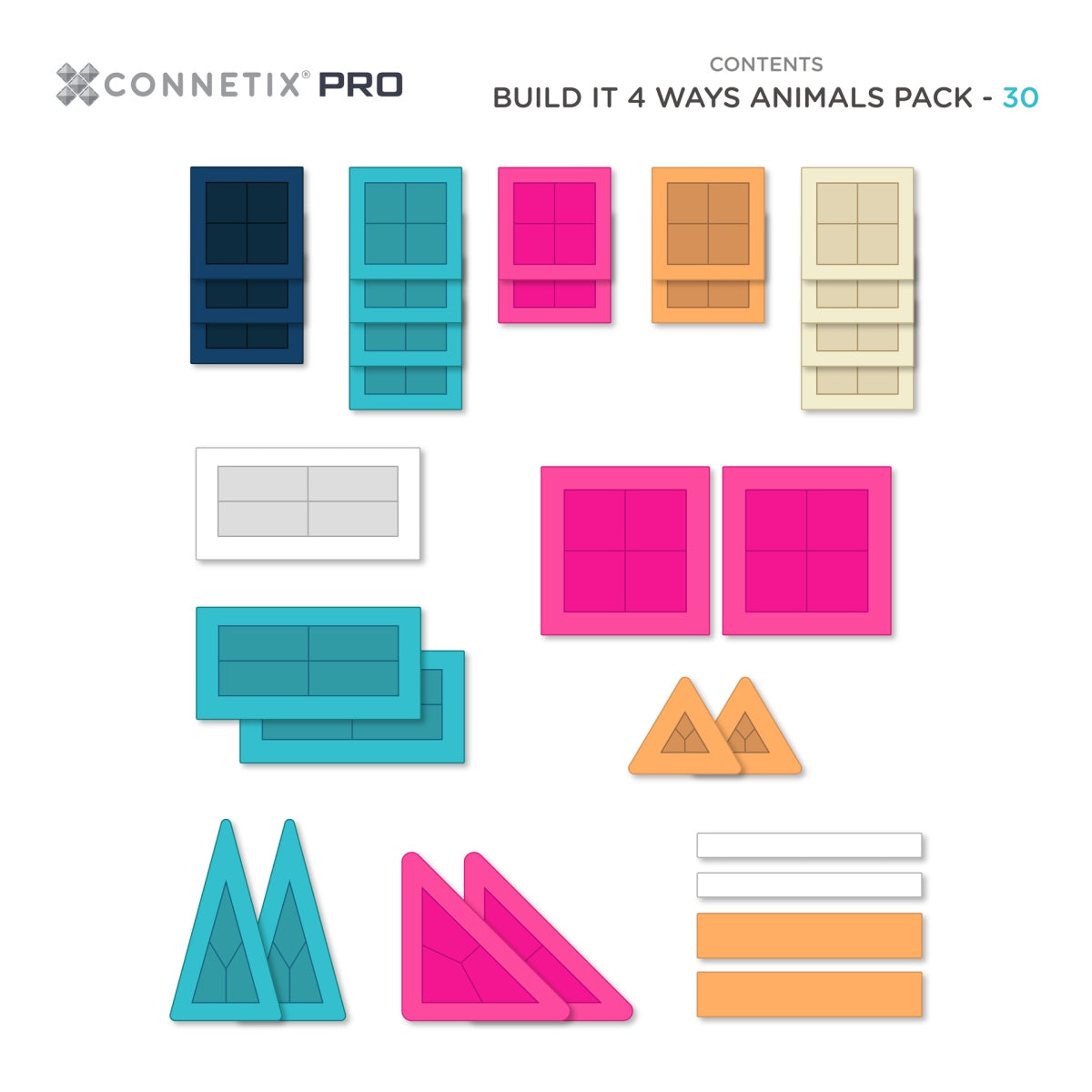 CONNETIX® Magnetbausteine Pro Build-It Animals 30 Teile