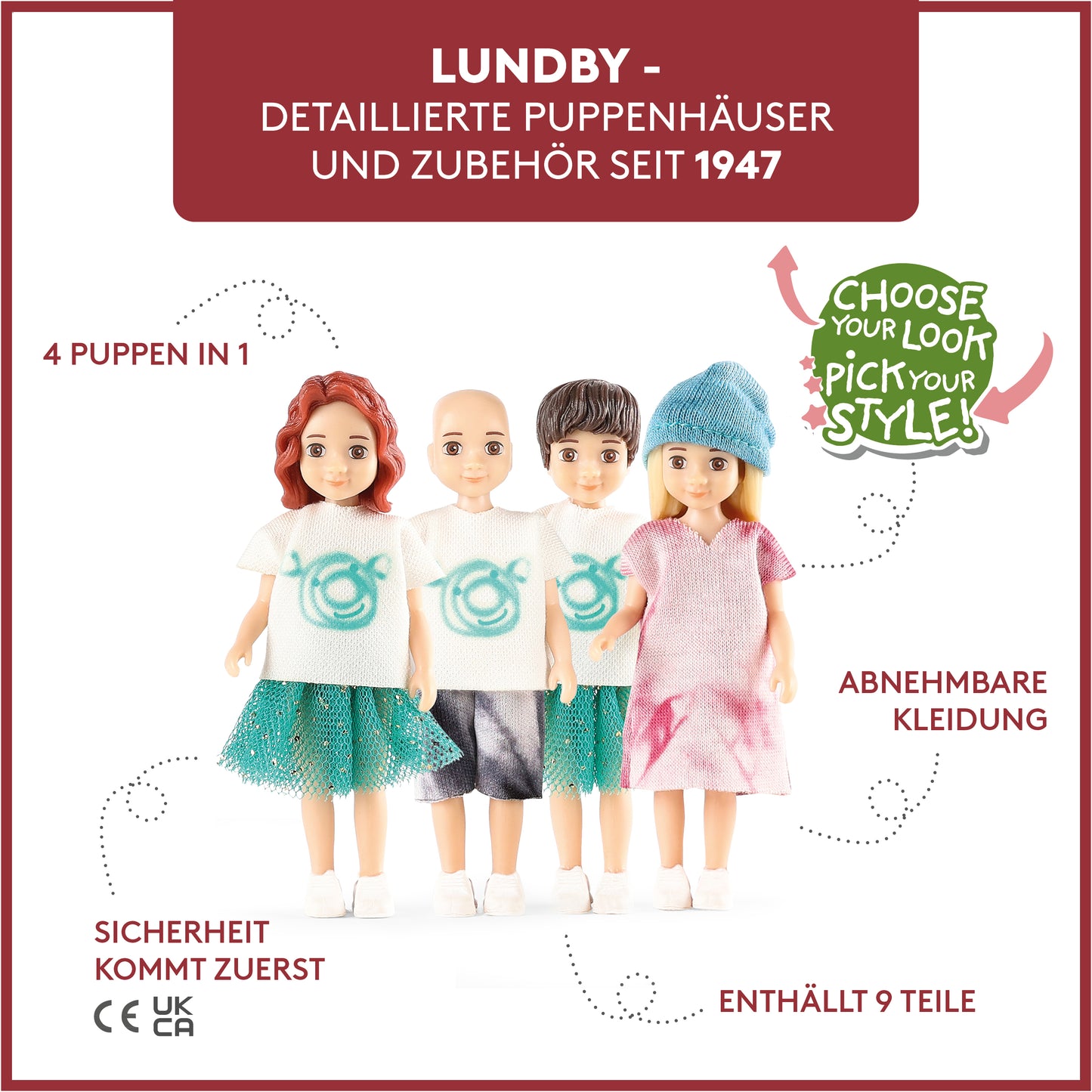 Lundby Puppenhauspuppe kreativ- mit 3 Frisuren und Kleidungsstücken
