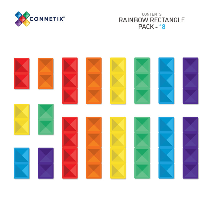 CONNETIX® Rainbow Rectangle Pack 18-teilig