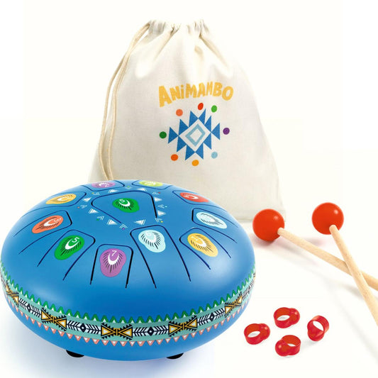 Animambo große Zungentrommel blau von Djeco (Ø 20 cm)