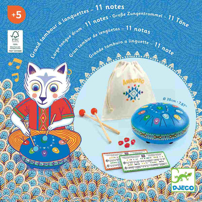 Animambo große Zungentrommel blau von Djeco (Ø 20 cm)