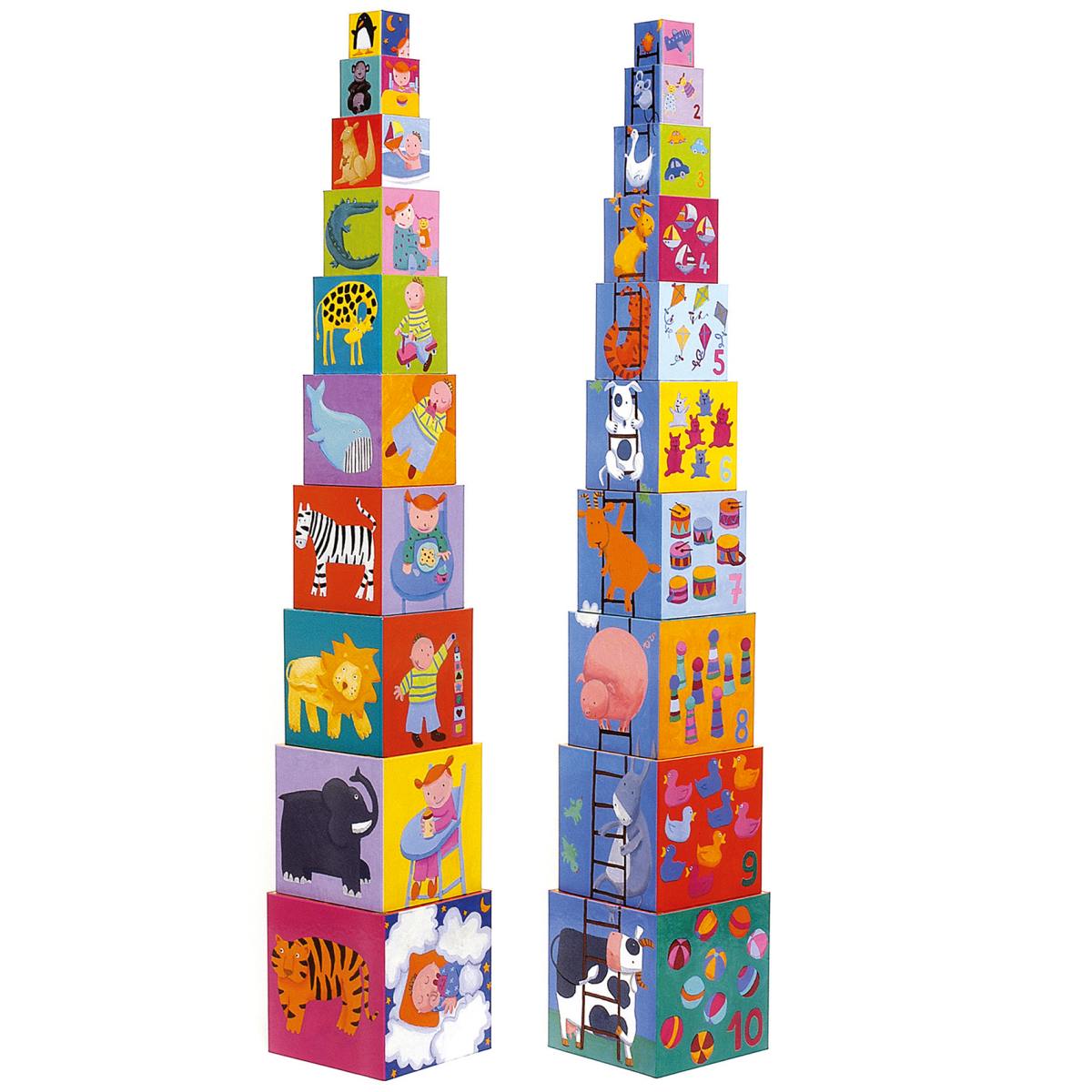 DJECO Stapelturm: 10 funny blocks