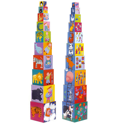 DJECO Stapelturm: 10 funny blocks