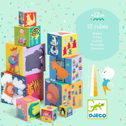 DJECO Stapelturm: 10 funny blocks