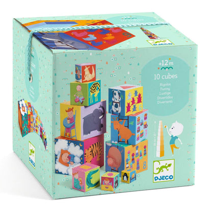 DJECO Stapelturm: 10 funny blocks