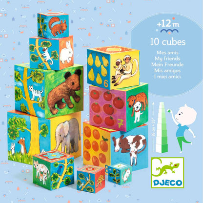 DJECO Stapelturm: Meine Freunde 10 cubes
