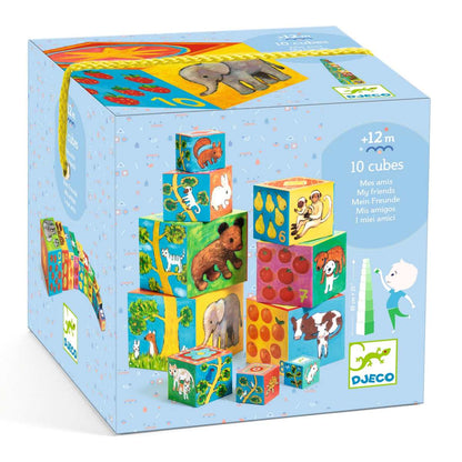 DJECO Stapelturm: Meine Freunde 10 cubes