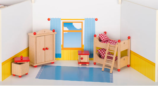 goki Puppenhausmöbel - Kinderzimmer im Landhausstil