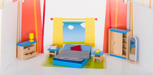 goki Puppenhausmöbel - modernes Schlafzimmer