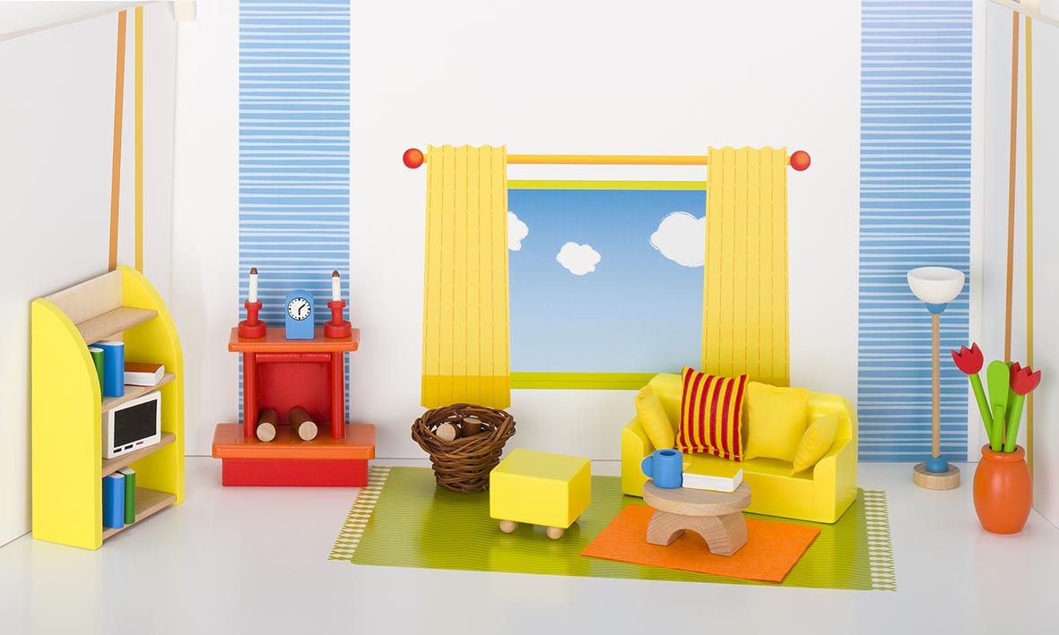 goki Puppenhausmöbel - modernes Wohnzimmer