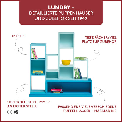 Lundby Bücherregal-Set türkis