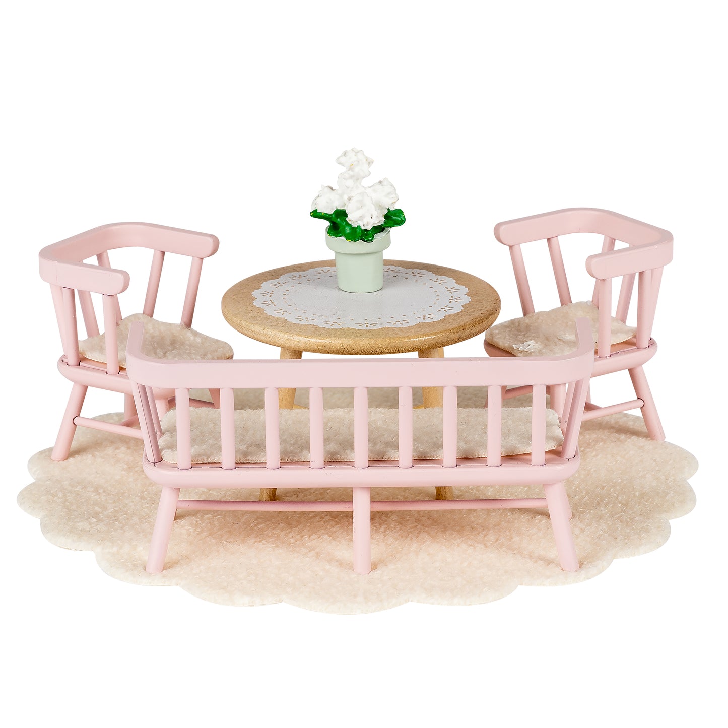 Lundby rosa Esszimmer mit Küchenbank