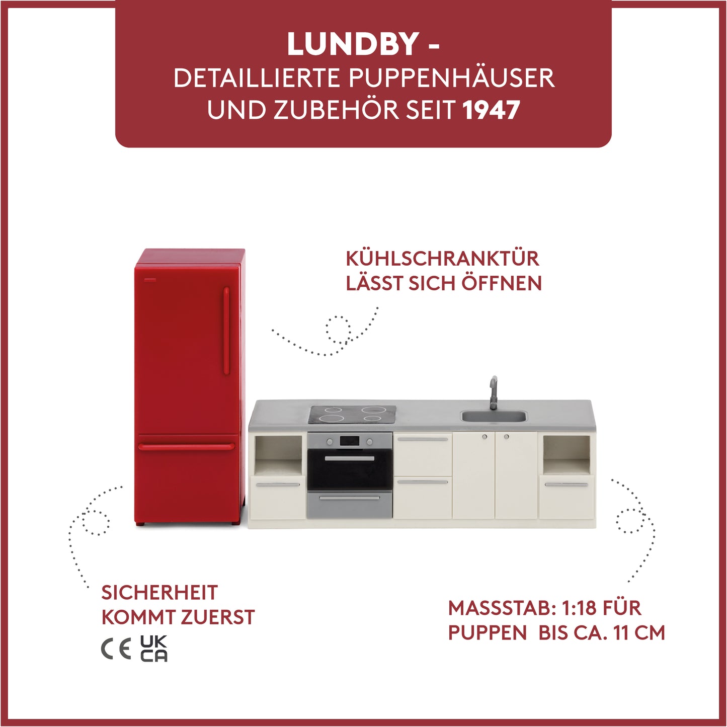Lundby Basic Küchen-Set, rot