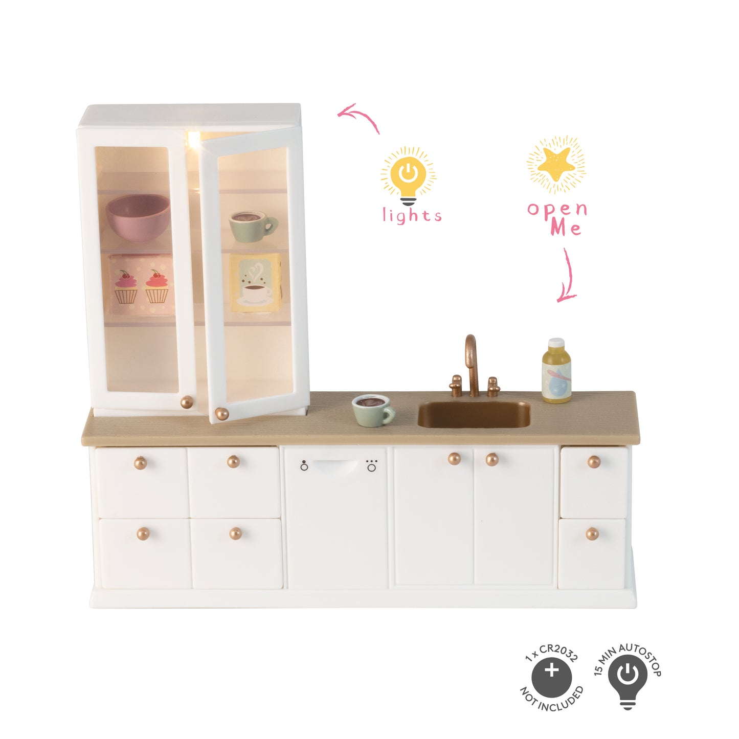 Lundby Küche mit Spüle und Vitrinenschrank