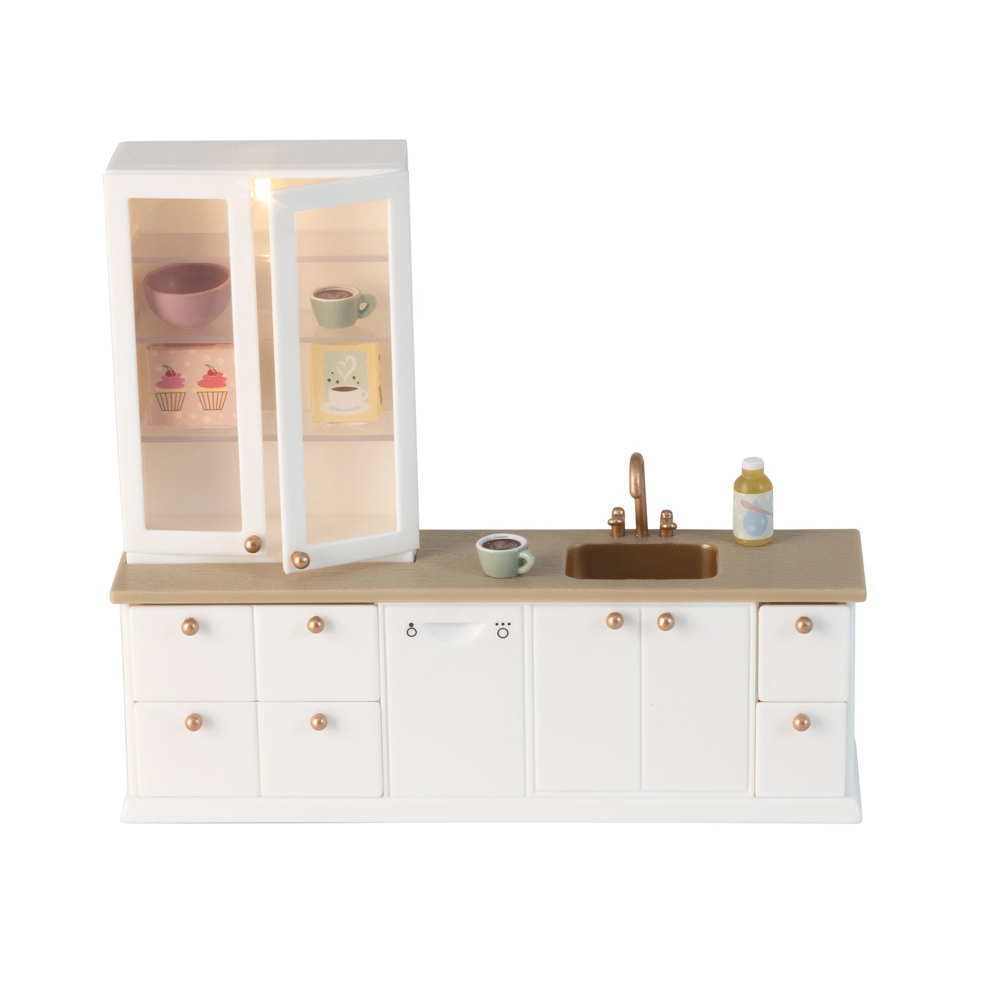 Lundby Küche mit Spüle und Vitrinenschrank