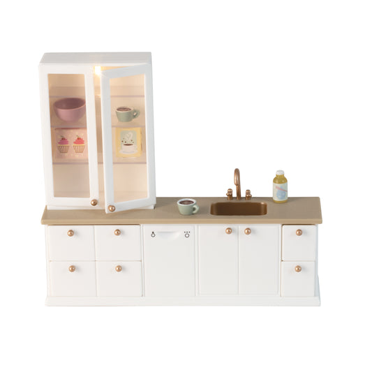 Lundby Küche mit Spüle und Vitrinenschrank