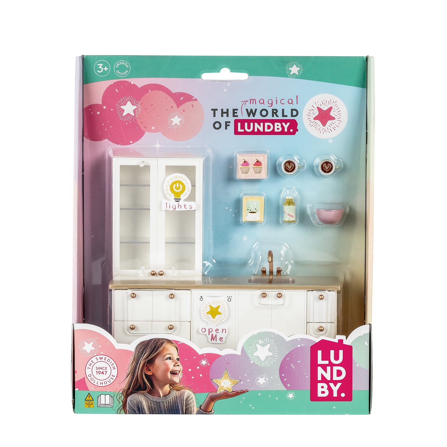 Lundby Küche mit Spüle und Vitrinenschrank