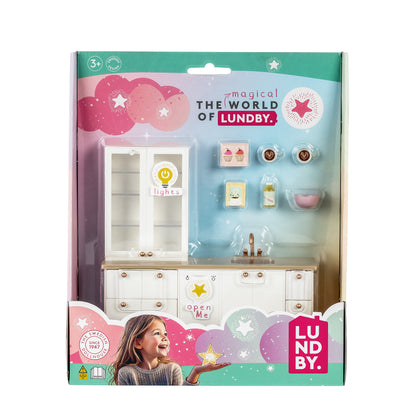 Lundby Küche mit Spüle und Vitrinenschrank