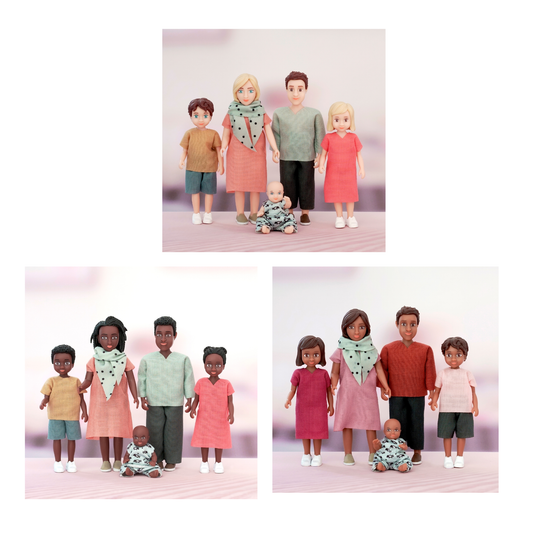 Lundby 3 Pupenhausfamilien: Charlie, Billie und Nikki