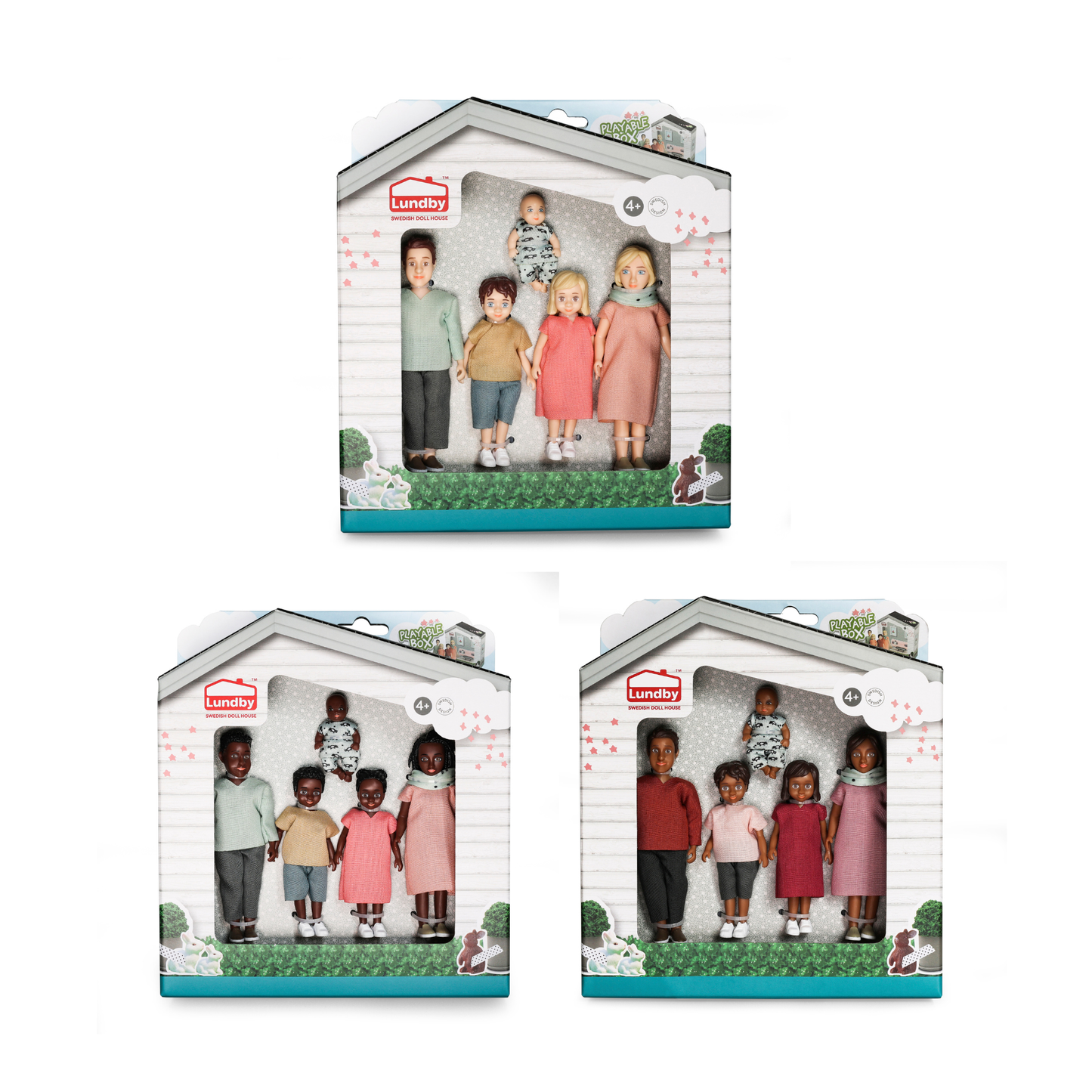 Lundby 3 Pupenhausfamilien: Charlie, Billie und Nikki