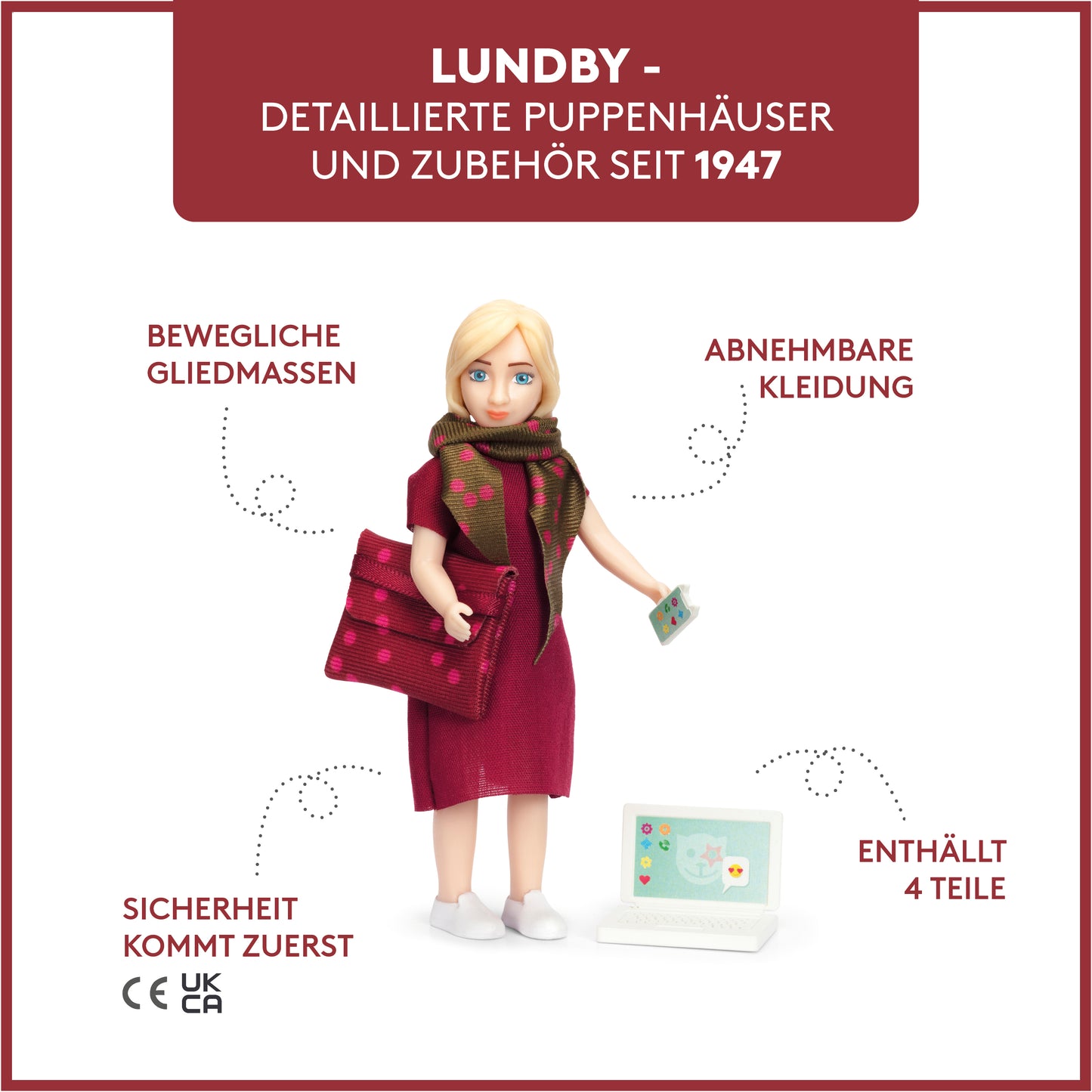 Lundby Puppenhauspuppe mit Laptop