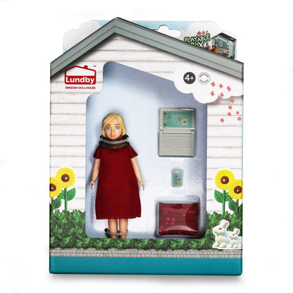 Lundby Puppenhauspuppe mit Laptop