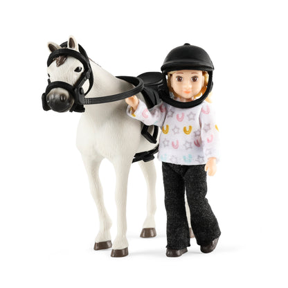 Lundby Puppenhauspuppe mit Pferd