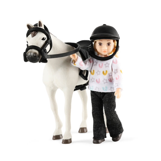 Lundby Puppenhauspuppe mit Pferd