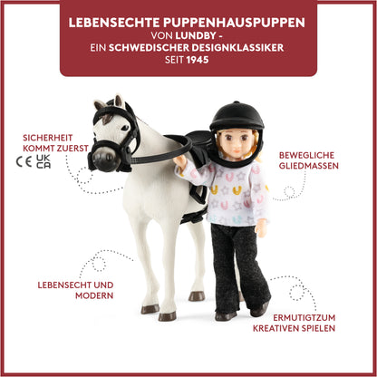 Lundby Puppenhauspuppe mit Pferd