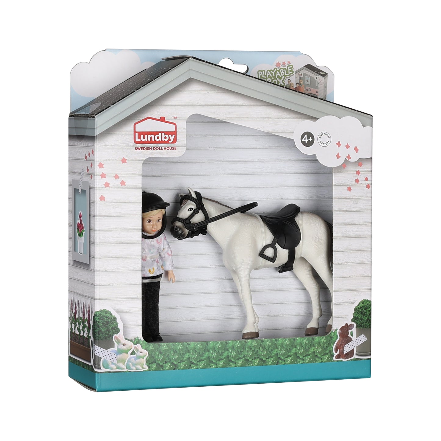 Lundby Puppenhauspuppe mit Pferd