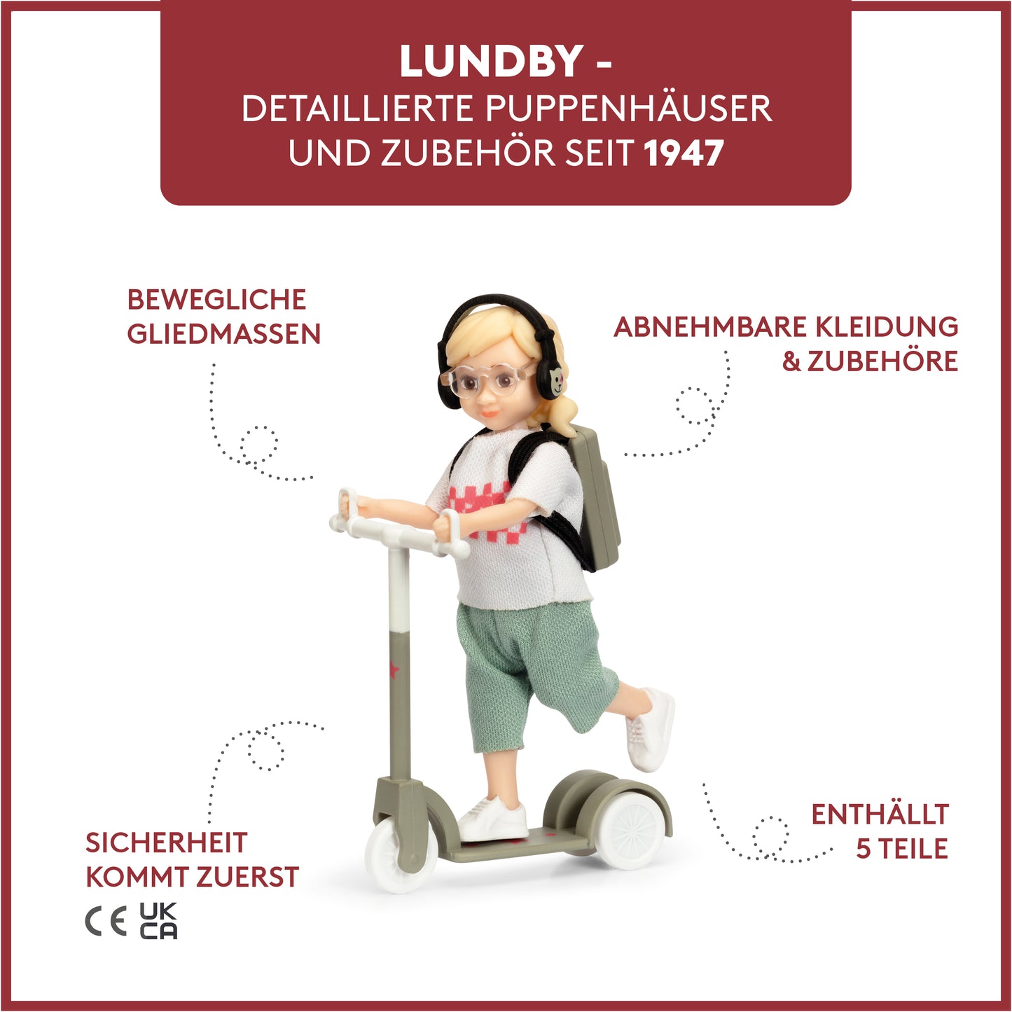 Lundby Puppenhauspuppe mit Roller