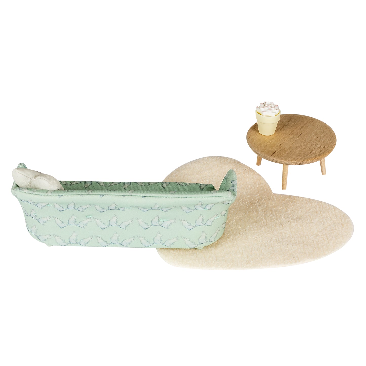 Lundby Wohnzimmer mit Kaninchenmotiv