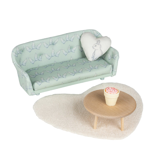 Lundby Wohnzimmer mit Kaninchenmotiv