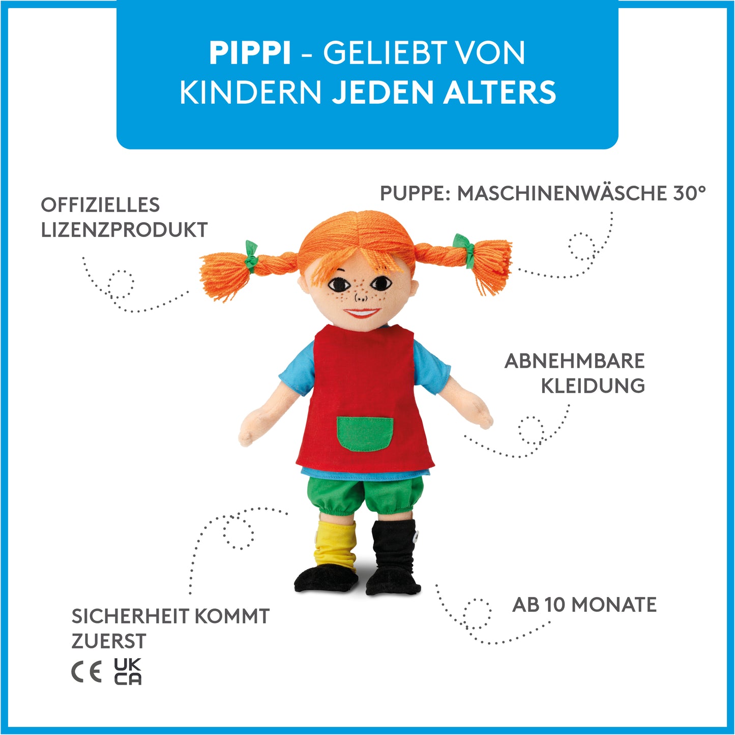 Pippi - Pippi Langstrumpf Stoffpuppe 30 cm